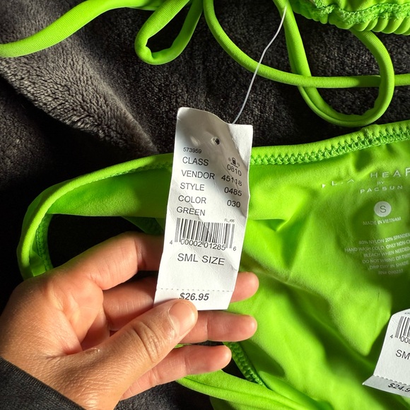NWT Neon Green Bikini Top & Bottom S - PacSun LA Hearts - Picture 3 of 6